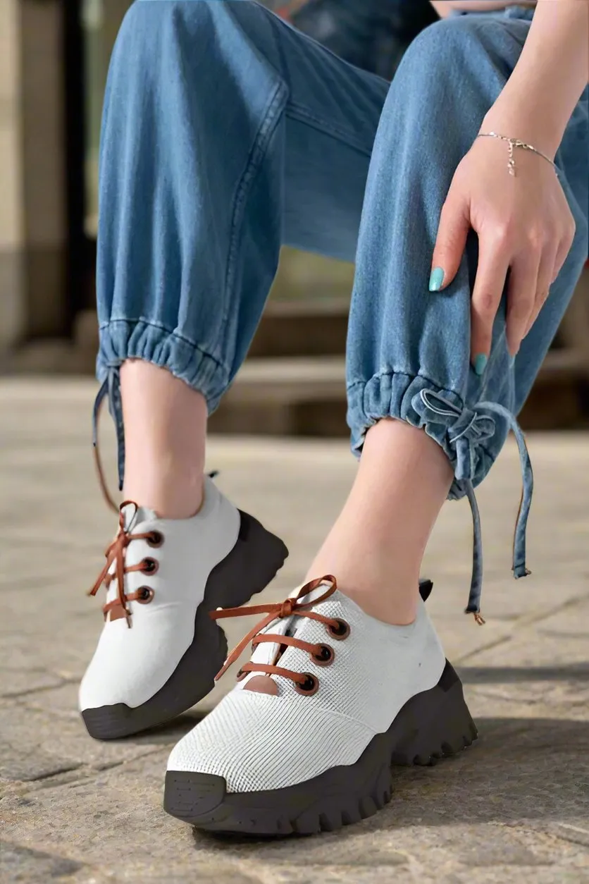 Women's Loop Breathable Sneakers Heeled Shoes - L404