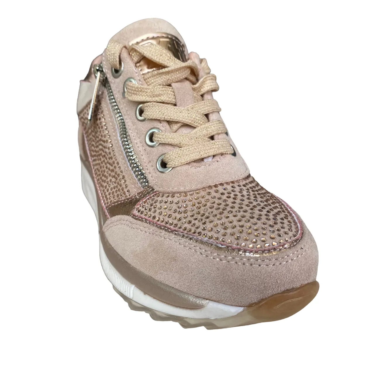 Xti scarpa casual donna con laccio e cerniera Zapato 49011 rosa dorato