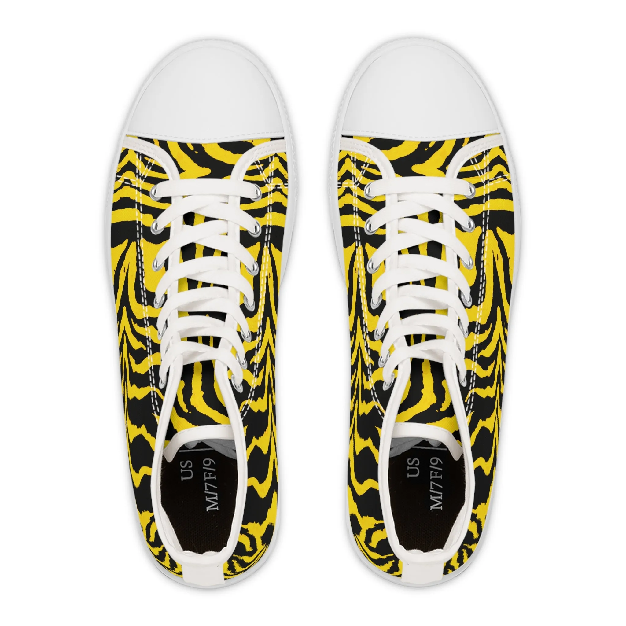 Yellow Zebra Stripes Women's High Top Sneakers