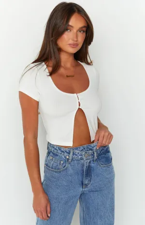 Zaylia Split Front White Crop Top